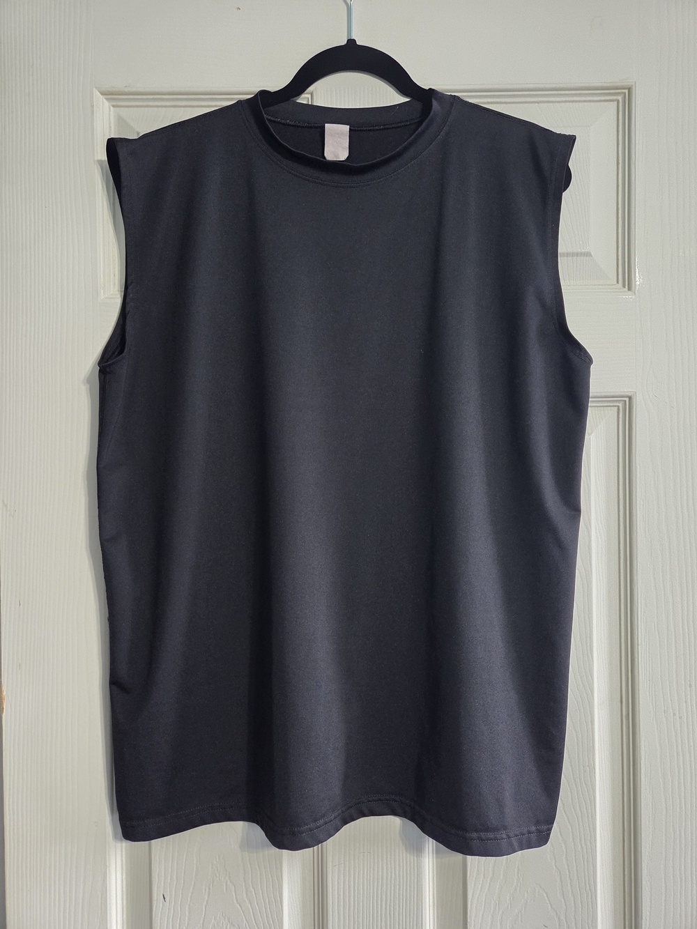 Unisex Athletic Performance Black Crewneck Tank Top - No Size/Care Tag